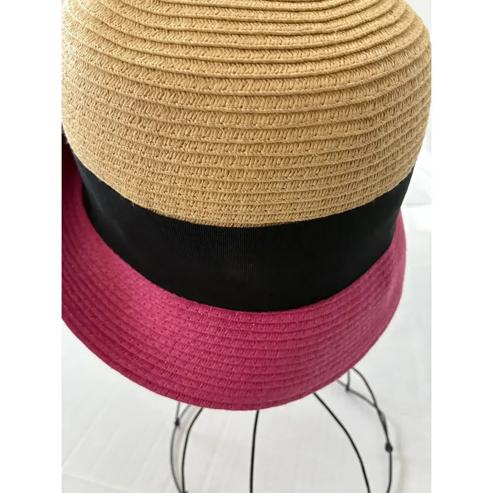 Lulu Guinness Womens Two-Tone Cloche Hat With Black Bow Accent